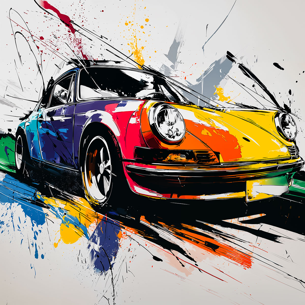 Eenvoudig abstract schilderen met de Porsche 911 Stencil - Ideaal voor creatieve autodecoratieprojecten.