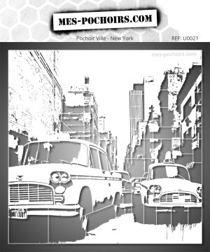 Urban stencil New York straatbeeld met taxi's