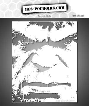 Stencil uitsnijding portret Hulk intens gezicht fronsende wenkbrauwen