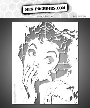 Sjabloon portret vrouw pin-up vintage met hand op gezicht, cartoonstijl jaren 50