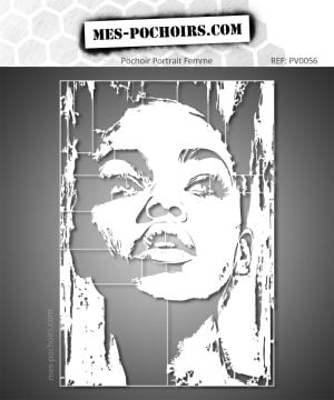 Street Art woman portrait stencil with precise cut-outs 