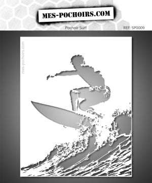 Sjabloon van een surfer in actie op een golf