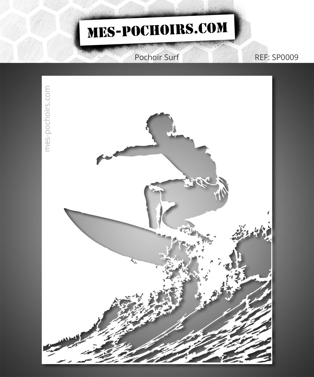 Sjabloon van een surfer in actie op een golf