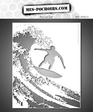 Sjabloon van een surfer op een oceaangolf