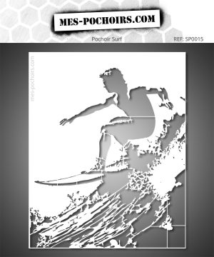 Sjabloon van een surfer en een golf.