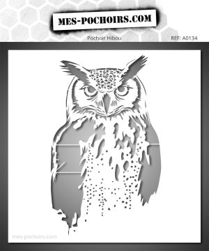 Pochoir Hibou Grand-Duc pour œuvre inspirée de la nature. Design réversible et durable, idéal pour artistes et projets créatifs.