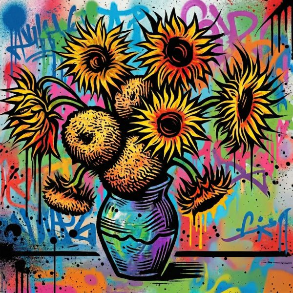 Pochoir Les Tournesols Version Graffiti – alternative Ansicht