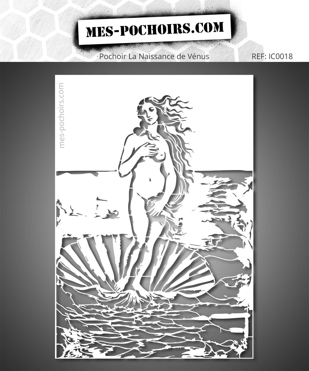 Stencilsjabloon De Geboorte van Venus Aphrodite godin van de liefde – herbruikbare unieke street art sjabloon van hoge kwaliteit