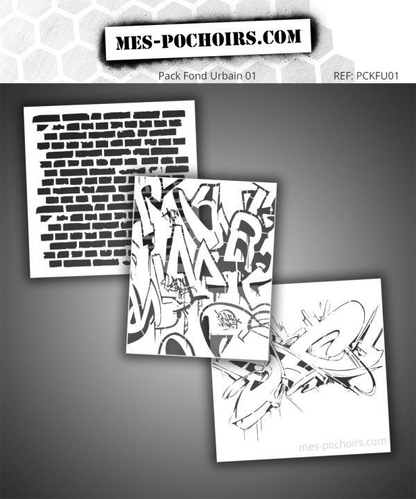 Pack Fond Urbain – 3 Pochoirs 30cm