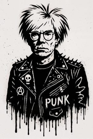 Warhol Punk stencil - street art stijl portret