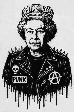 Elizabeth Punk stencil - street art stijl portret