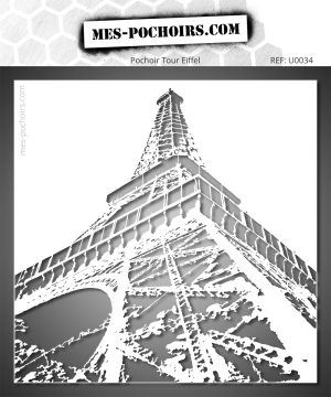 Pochoir de la Tour Eiffel en perspective ascendante