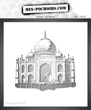Pochoir représentant le Taj Mahal. Idéal pour décoration murale, toiles et créations inspirées du voyage.