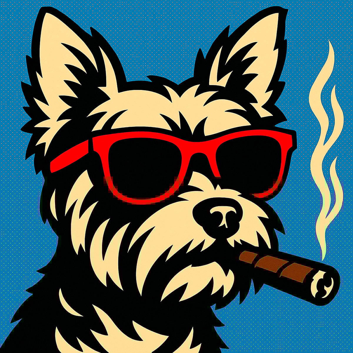 Voorbeeld van een creatie met de gekleurde rebelse hond stencil voor een trendy en creatieve interieurdecoratie