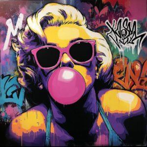 Inspiración artística pop art con la plantilla Marylin Monroe Bubble Gum - Glam y Divertido