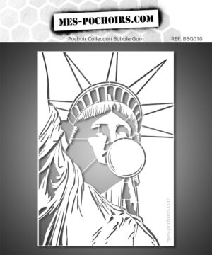 Plantilla de la estatua de la Libertad con una burbuja de chicle - Divertido y original