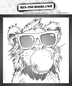 Plantilla león cachorro bubble gum - Una cabeza de pequeño león estilizado con gafas para creación decorativa original y de tendencia