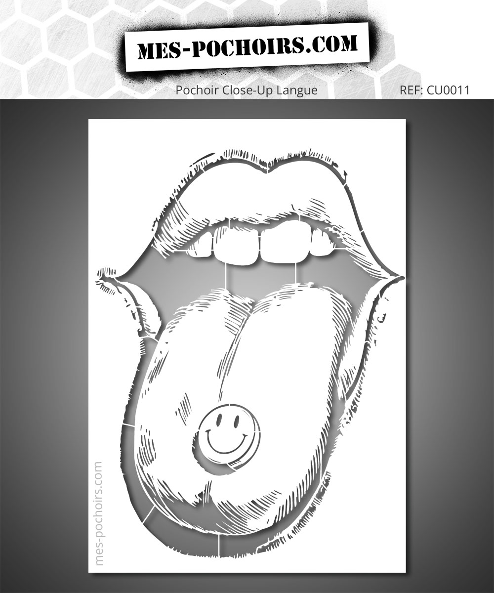 Sjabloon van een uitgestoken tong met een smiley