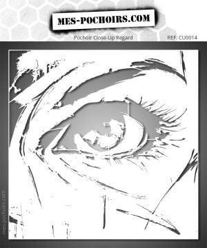 Expressive eye stencil with gaze details for easily creating modern and artistic works inspired by pop art and contemporary art.