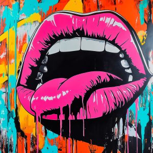 Illustration colorée de lèvres utilisant le pochoir