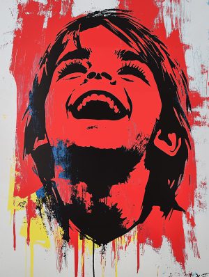 Peinture vive d'un visage d'enfant utilisant le pochoir.