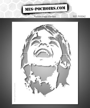 Pochoir représentant le visage joyeux d'un enfant.