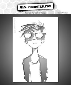 Schablone stilisiertes Porträt halb-abstrakter expressionistischer Stil und zeitgenössische Art Brut