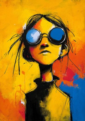 Schablone künstlerisches Porträt freie Linie zeitgenössische Illustration