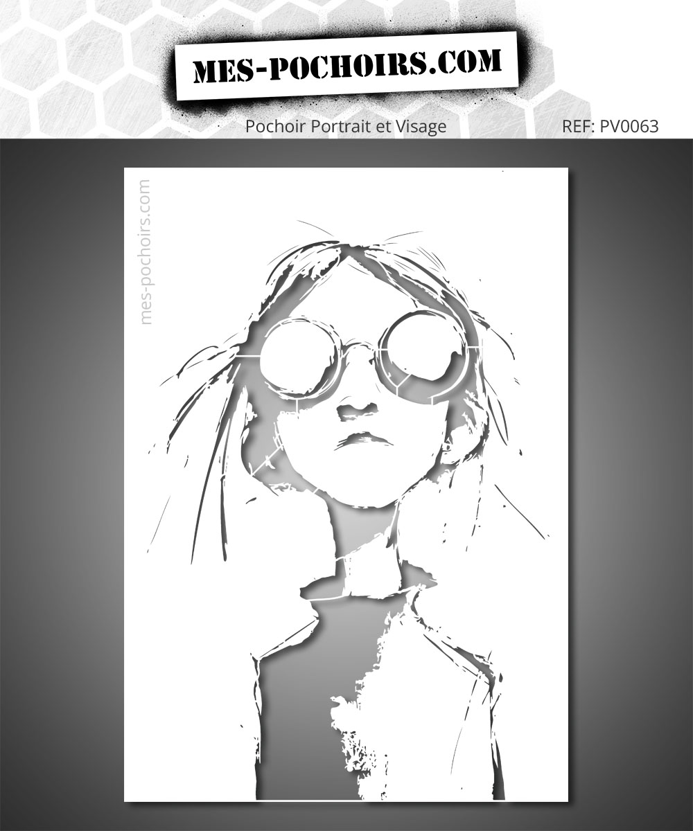Pochoir portrait esquissé style dessin artistique lignes expressives