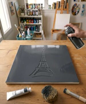 Stencil Stencil Tour Eiffel dipinto su tela per un quadro ritratto celebrità iconica