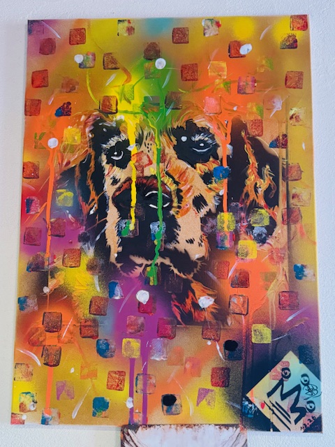 Avis client réalisation avec le Pochoir Golden Retriever - A0018 - 40 x 40 cm