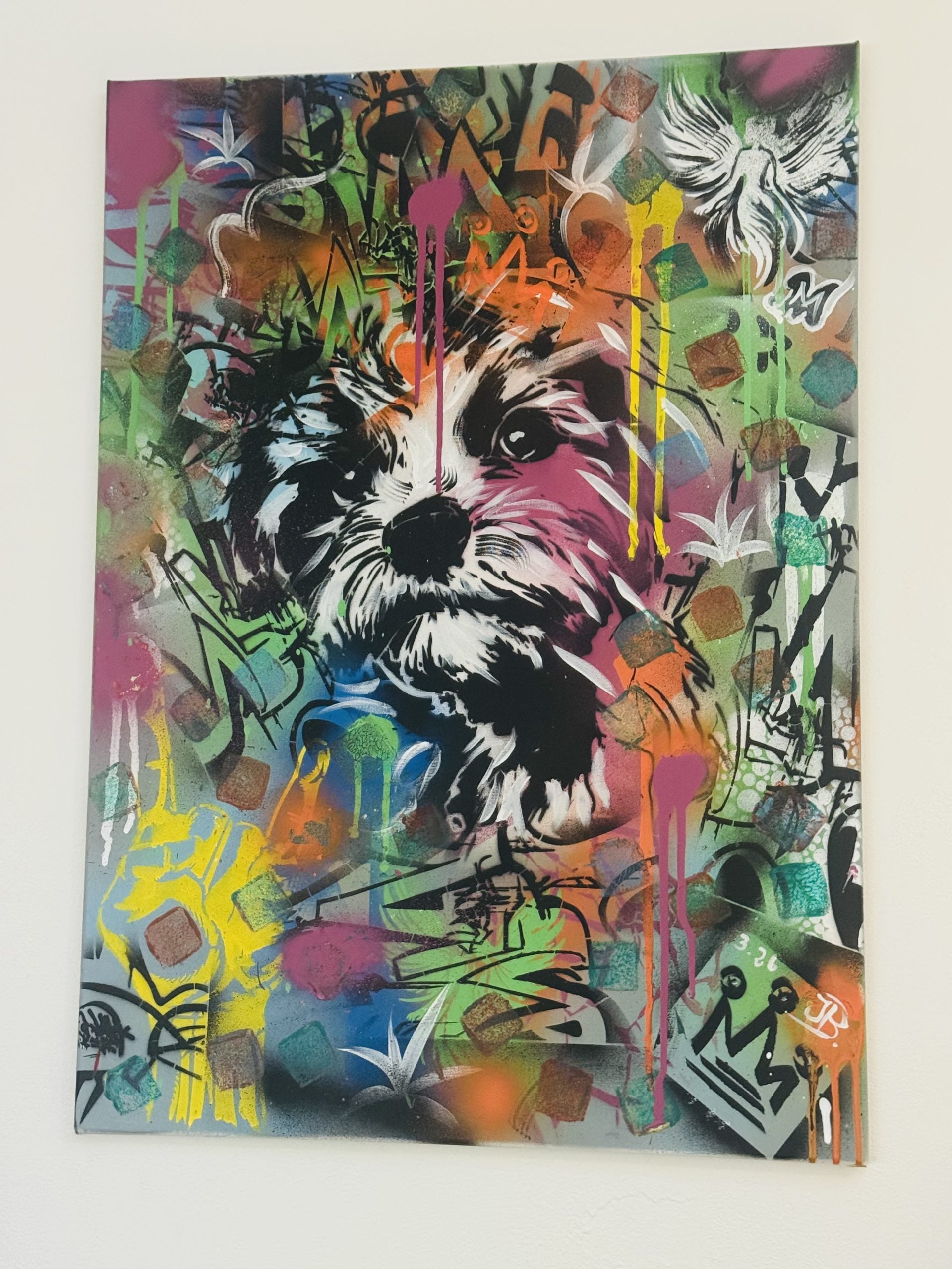 Avis client réalisation avec le Pochoir Caniche - A0036 - 40 x 40 cm