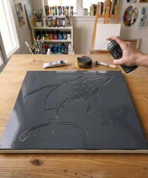 Pochoir Baleine  - A0047 stencil painted on canvas for an animal portrait painting