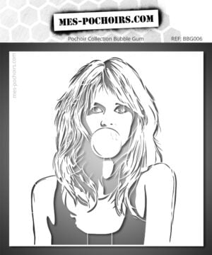 Pochoir d'une icône féminine française avec un chewing-gum - Un style Fun et décontracté