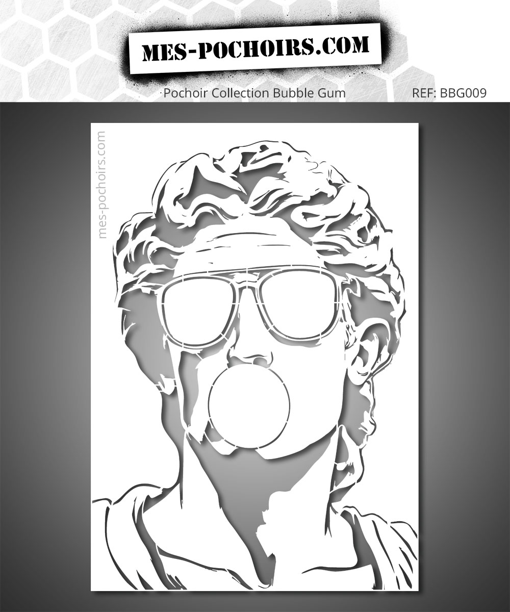 Pochoir de la statue de David avec lunettes de soleil et chewing-gum