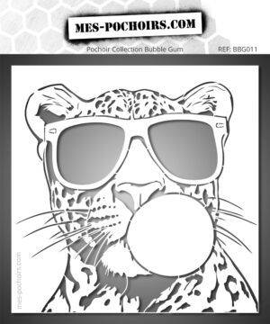 Pochoir de léopard avec lunettes et chewing gum - Cool et assumé
