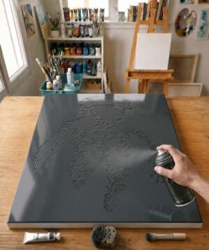 Plantilla Pochoir Halftone Astronaute - H0002 pintada sobre lienzo para un cuadro retrato halftone