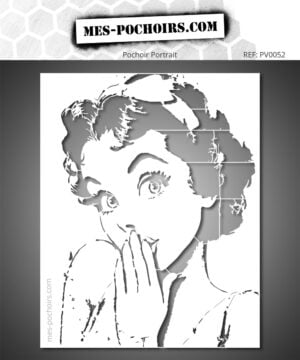 Pochoir icône féminine vintage et glamour des années 1950. Idéal pour décoration murale rétro et projets artistiques. Pochoir qualité professionnelle, disponible en plusieurs tailles.