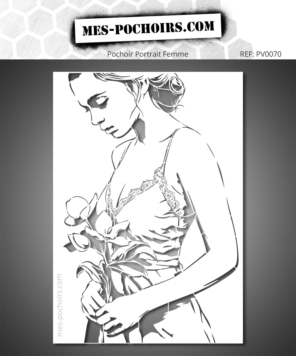 Stencil Attimo sospeso - una donna con un bouquet, momento intimo