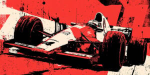 Illustration artistique d'une voiture de course réalisée facilement avec le pochoir Formule 1 