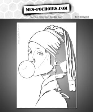 Pochoir d'une jeune fille à la Perle Bubble Gum Attitude - Une collection unique