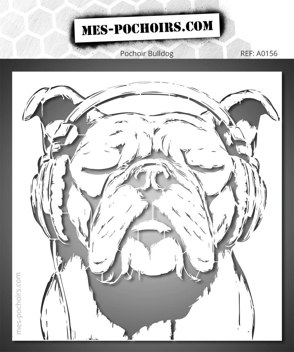 Plantilla Bulldog Melómano con auriculares
