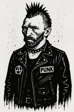 Illustration réalisée avec le Pochoir Van Gogh Punk - Une peinture unique et rebelle