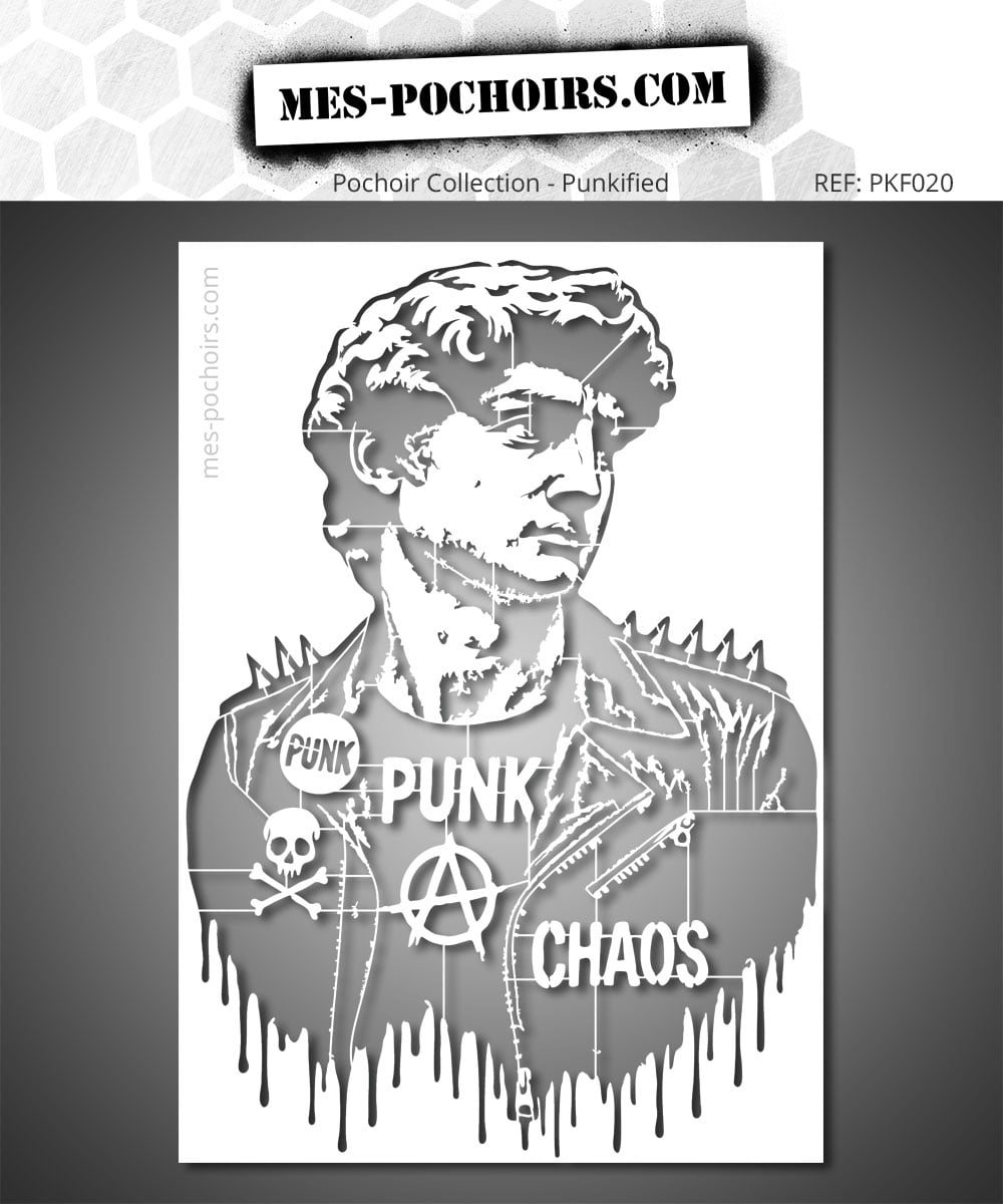 Plantilla que representa al famoso David en versión Punk