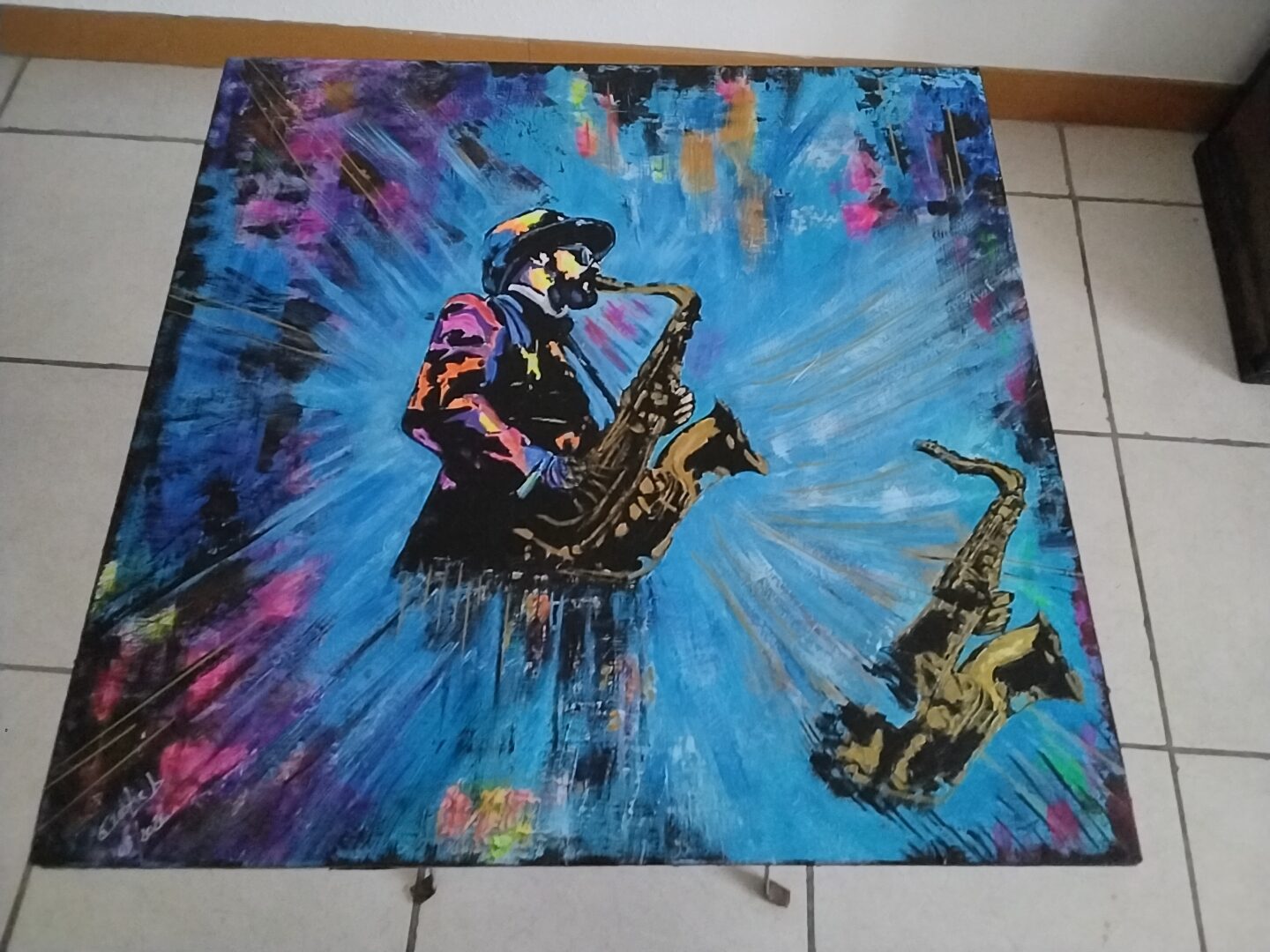 Click to view full screen Pochoir Musicien Saxophoniste - MC0008 photo review