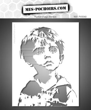 Stencil che rappresenta il volto di un bambino - stile street art