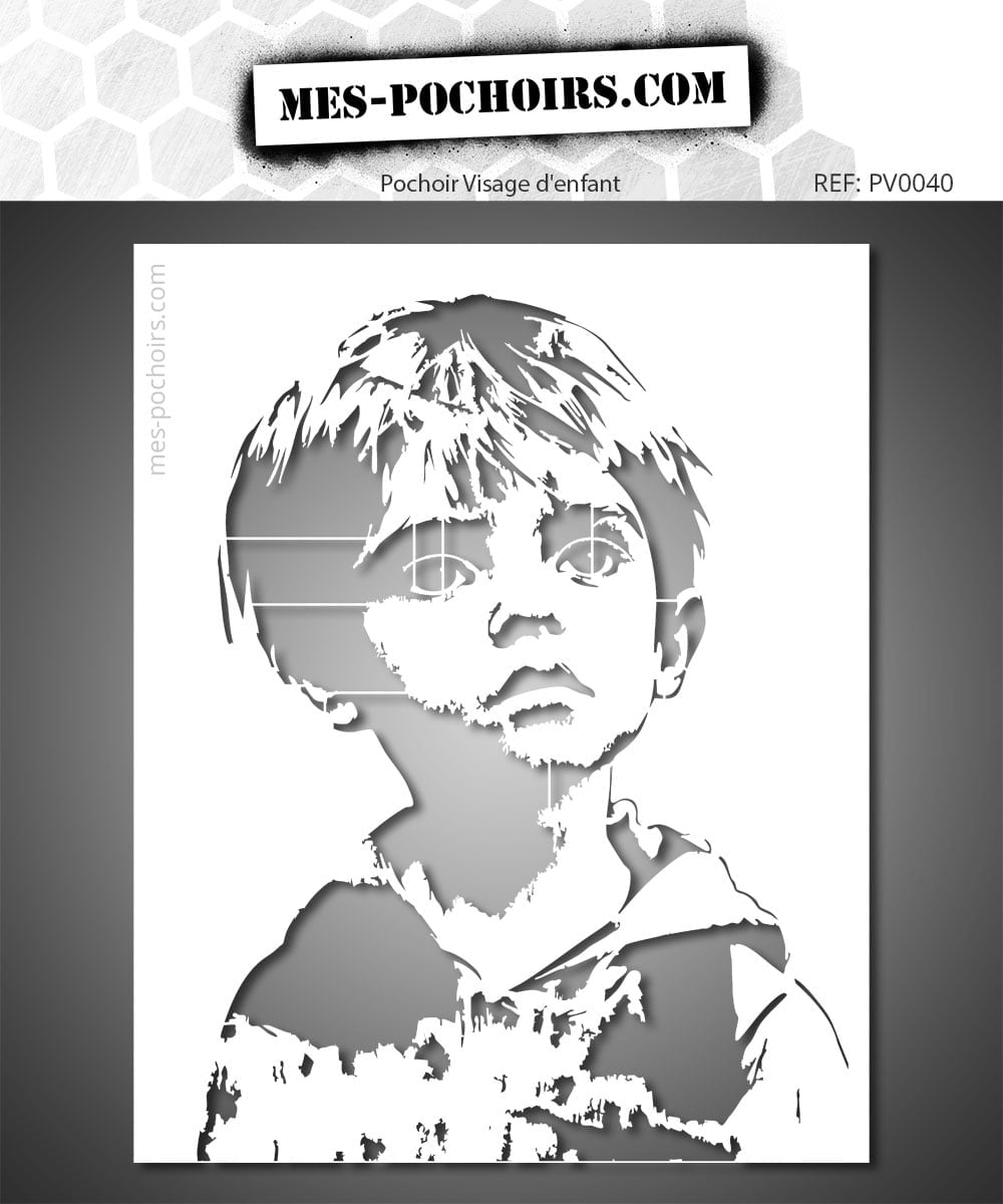 Stencil che rappresenta il volto di un bambino - stile street art