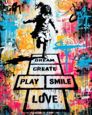 Street-Art-Kreation mit der Kinderschablone Hüpfspiel - Spielerisch und kreativ