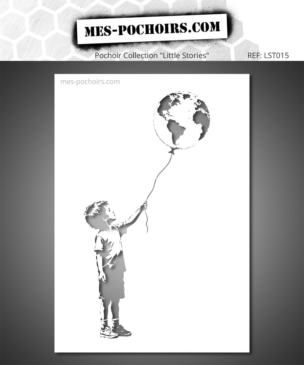 Plantilla de un niño sosteniendo un globo con forma del planeta Tierra