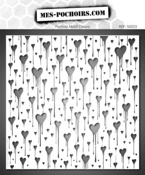 Stencil Pioggia di Cuori con motivi a cuore e gocce di vernice